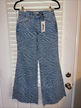 Wrangler Blue Zebra-Pattern Flare Jeans